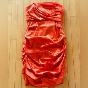 Le Chateau Gorgeous Orange Satin Dress